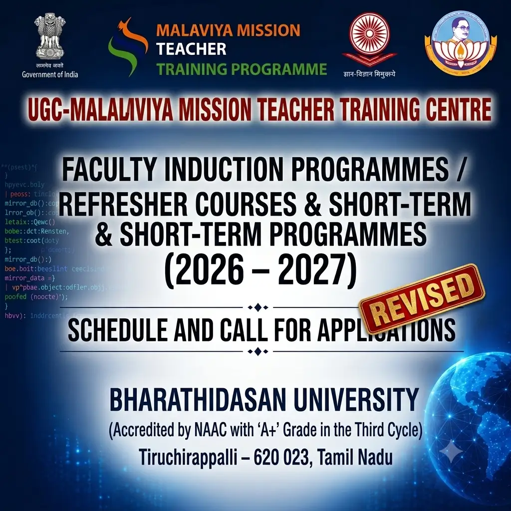 Faculty Induction Programmes /Refresher Courses & Short-Term Programmes
Tentative Schedule and Call for Applications (2026 -2027) - Revised